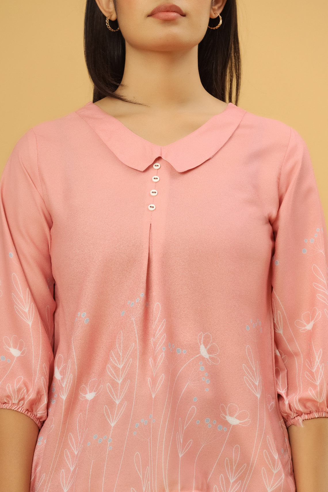 Peach Floral Printed Women’s Top
