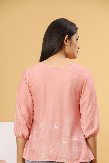 Peach Floral Printed Women’s Top