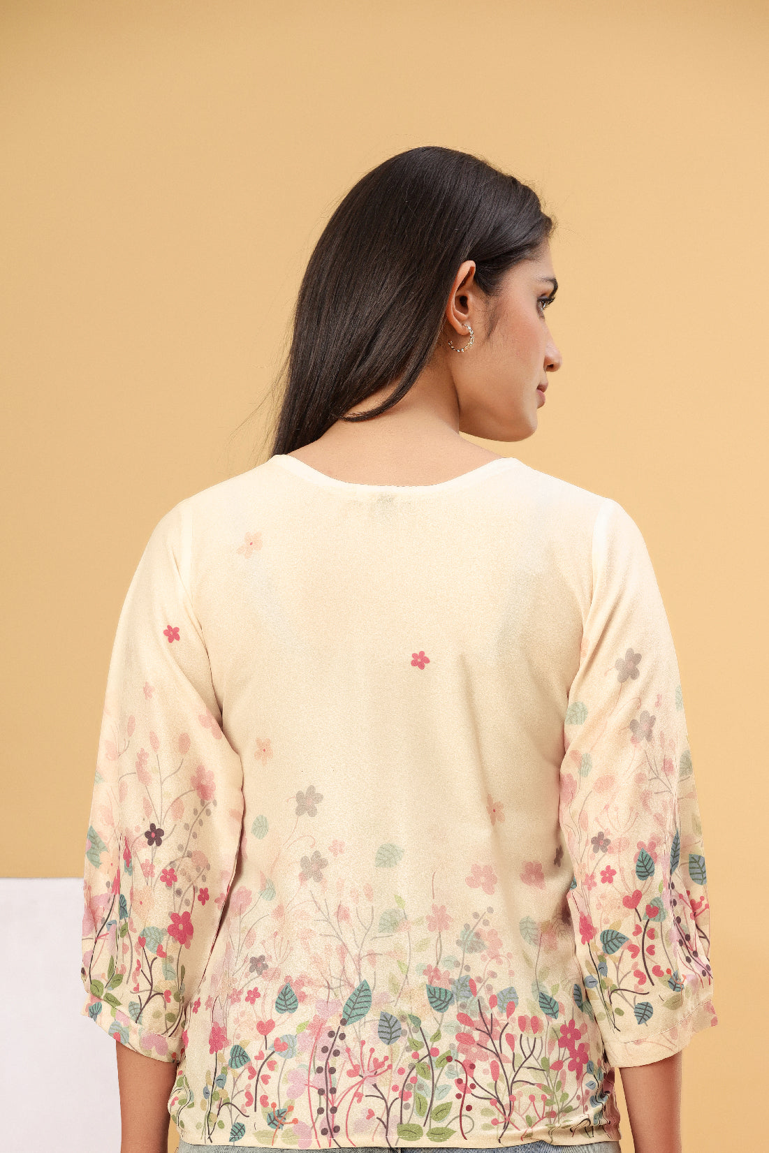 Cream Floral Printed Women’s Top
