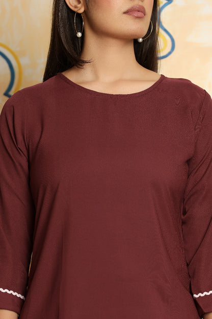 Maroon Grace Solid Co-Ord Set