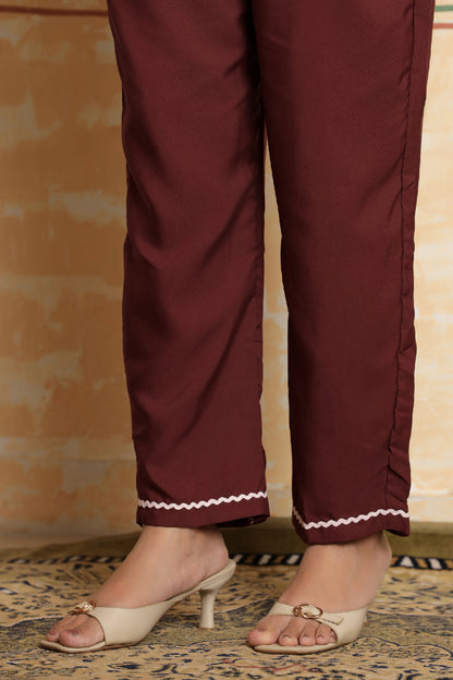 Maroon Grace Solid Co-Ord Set