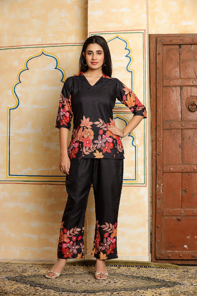 Black Floral Printed Co-ord Set