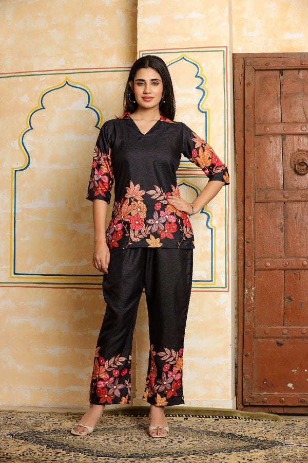 Black Floral Printed Co-ord Set