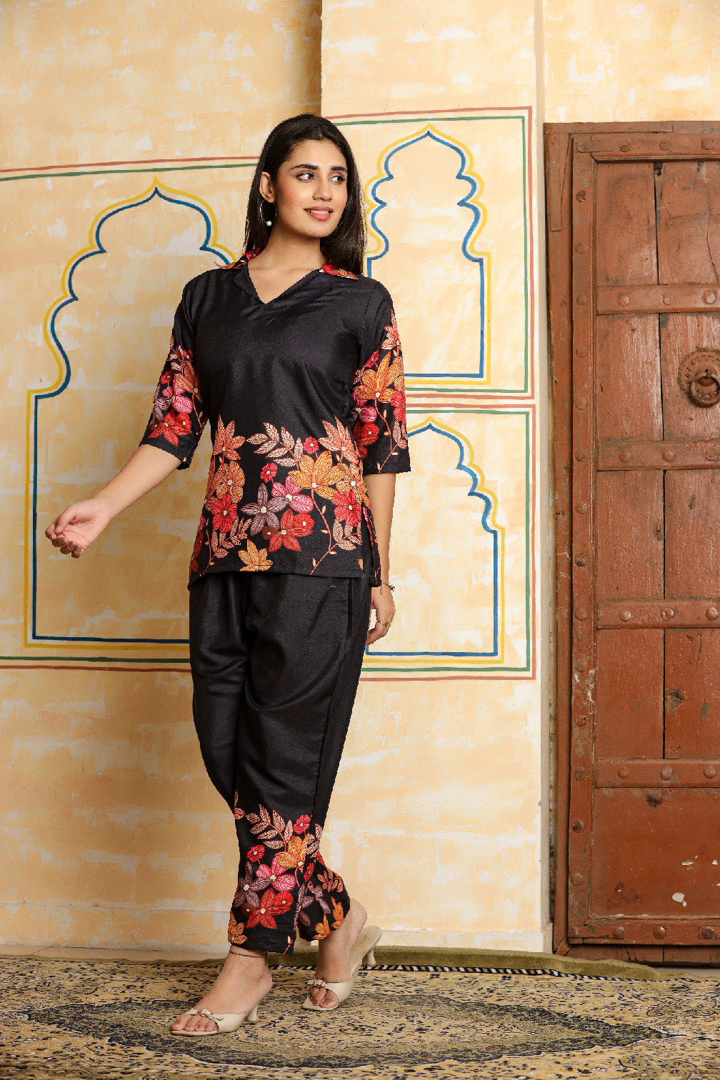 Black Floral Printed Co-ord Set