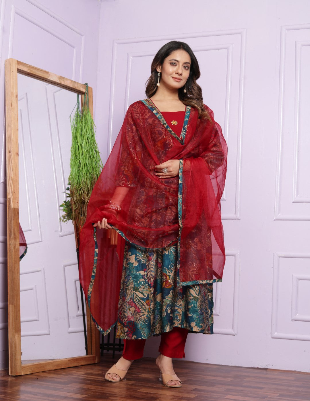 Buy Multi-Colored Modal Silk Material Dupatta Set Online