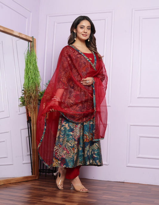 Buy Multi-Colored Modal Silk Material Dupatta Set Online