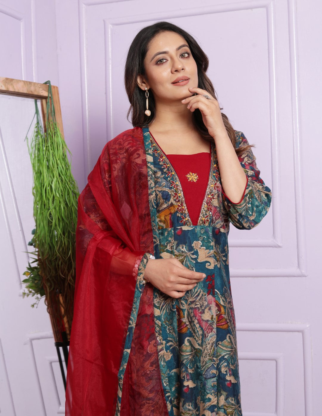 Buy Multi-Colored Modal Silk Material Dupatta Set Online