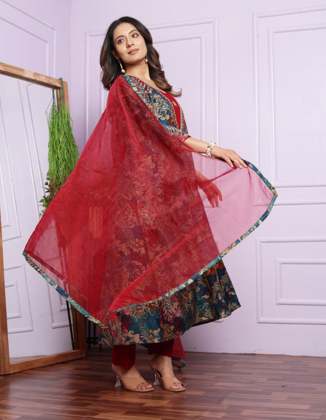 Buy Multi-Colored Modal Silk Material Dupatta Set Online