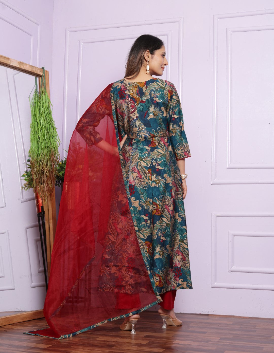 Buy Multi-Colored Modal Silk Material Dupatta Set Online