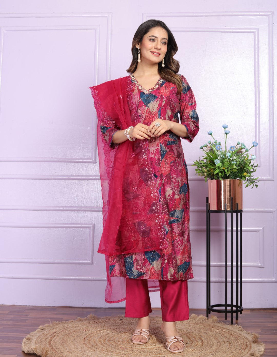 Casual Wear Straight Dupatta Set