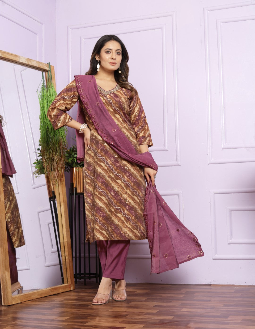 Shop Ethic V-Neck Kurta with Pant Set Online | Vaanya Kurtis