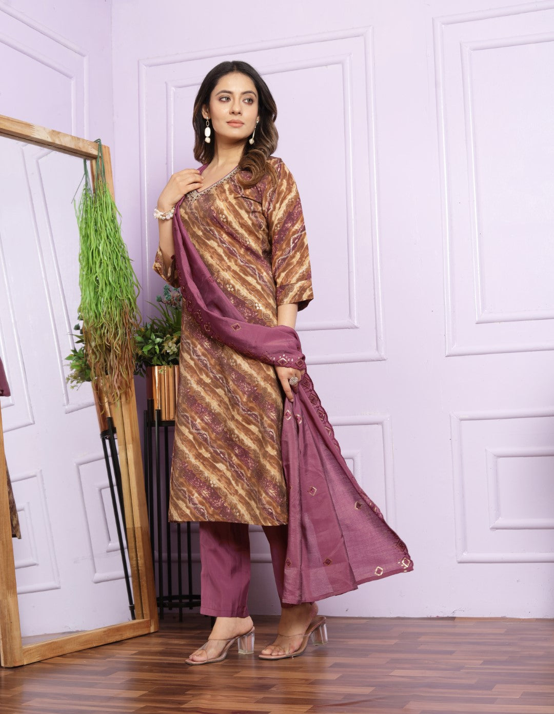 Shop Ethic V-Neck Kurta with Pant Set Online | Vaanya Kurtis