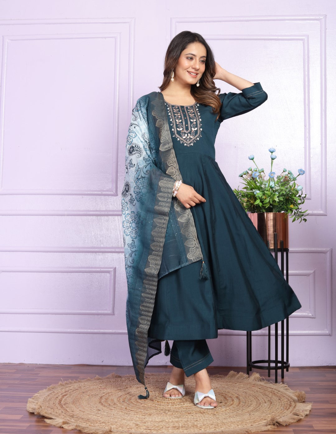 Shop Vaanya Kurtis Stylish Navy Blue Pant Set Online