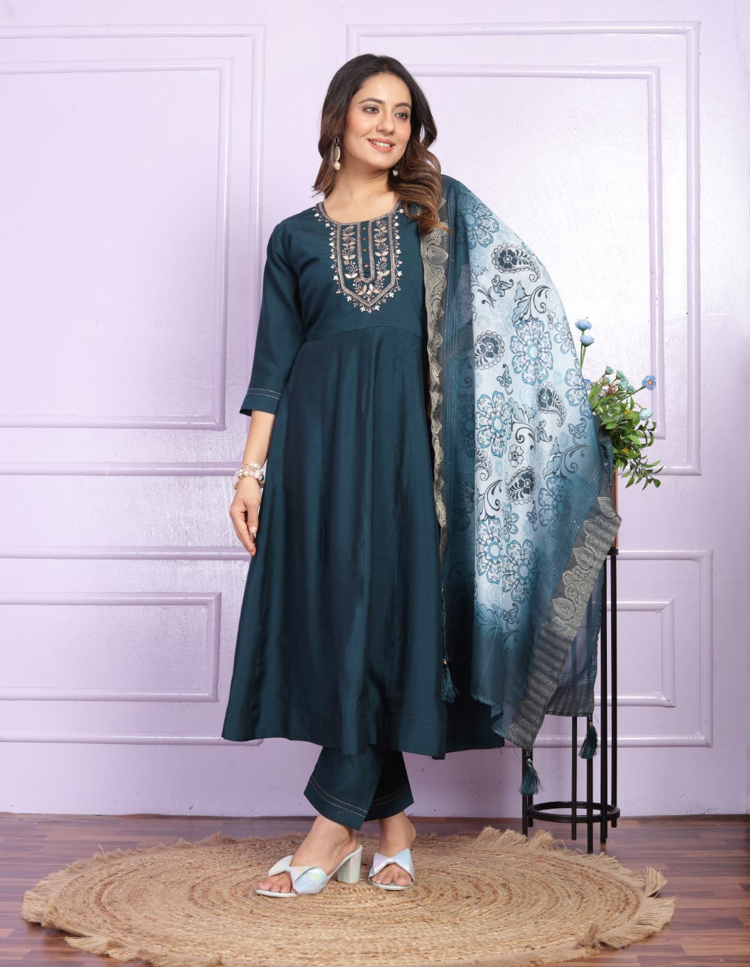 Shop Vaanya Kurtis Stylish Navy Blue Pant Set Online