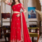 Buy Royal Red Georgette Lehenga Choli Set Online in India