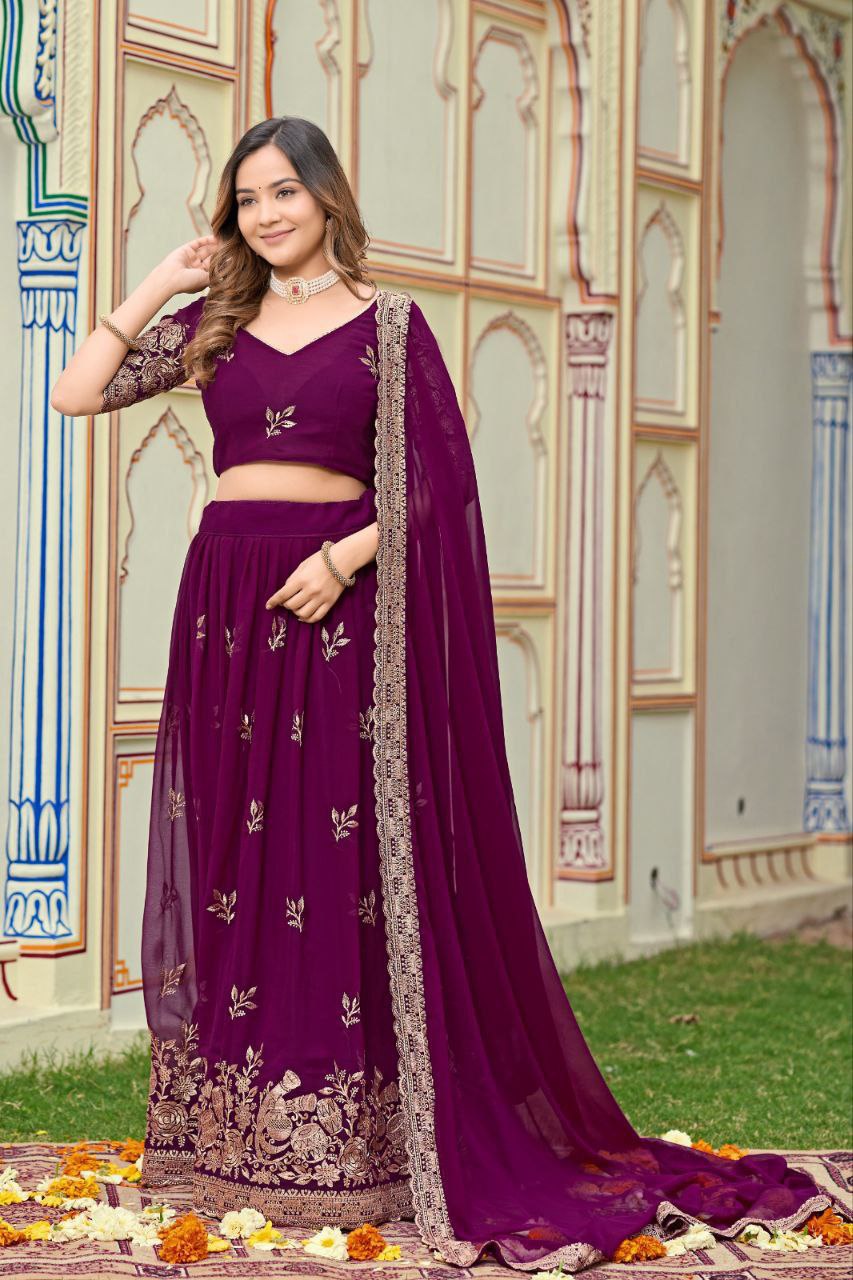 Buy Trending Purple Georgette Lehenga Choli Set Online 