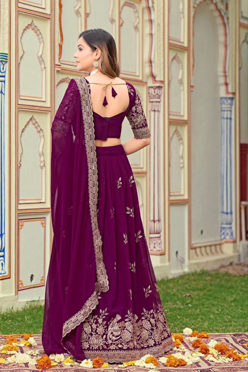 Buy Trending Purple Georgette Lehenga Choli Set Online 