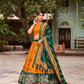 Shop Orange Ikat Patola Lehenga Set Online | Vaanya Kurtis