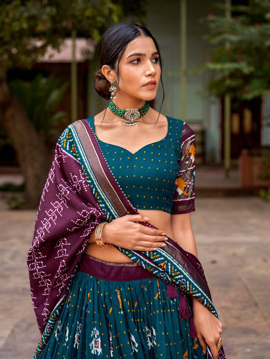 Shop Chic Ikat Patola Lehenga Set Online from Vaanya Kurtis