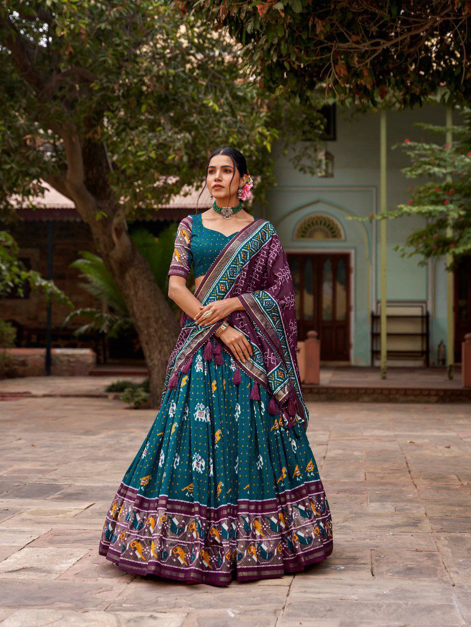 Shop Chic Ikat Patola Lehenga Set Online from Vaanya Kurtis