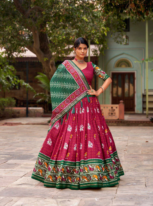 Shop Latest Silk Ikat Patola Lehenga Set | Vaanya Kurtis