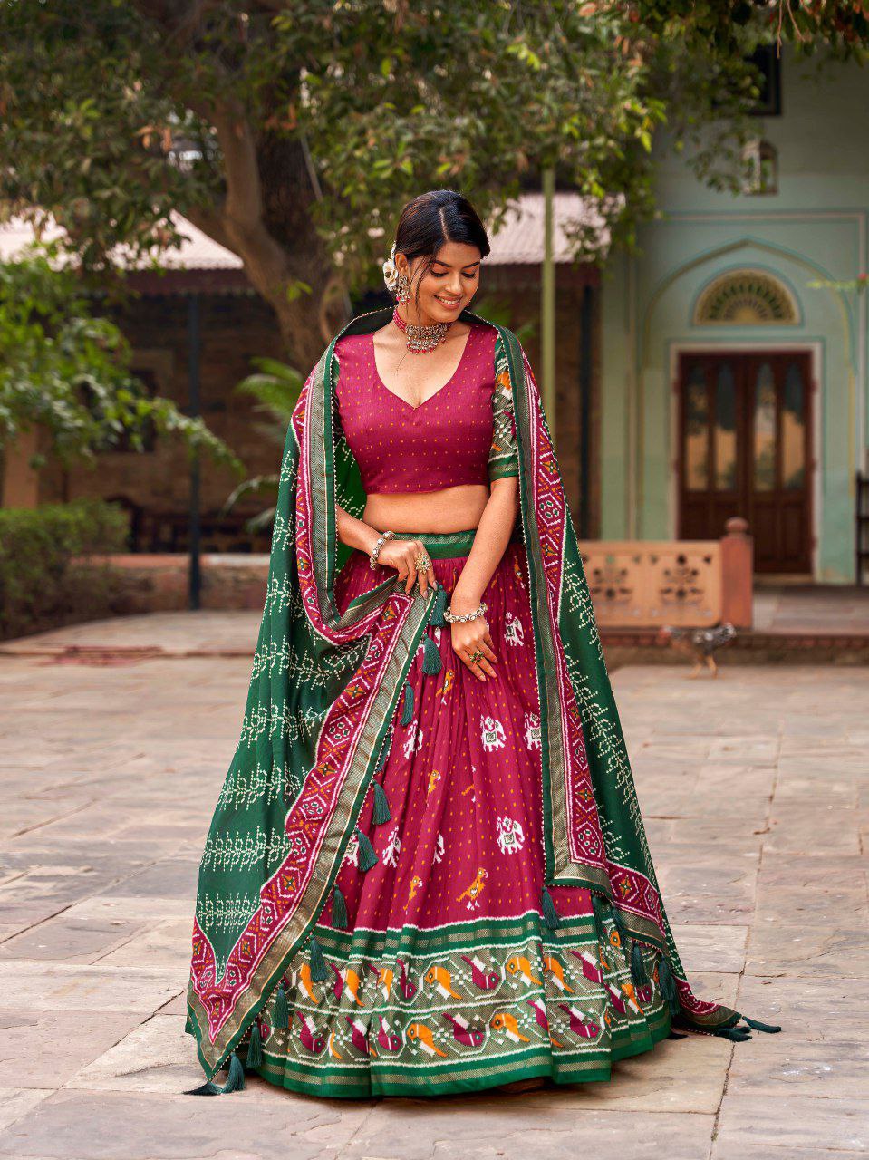 Shop Latest Silk Ikat Patola Lehenga Set | Vaanya Kurtis