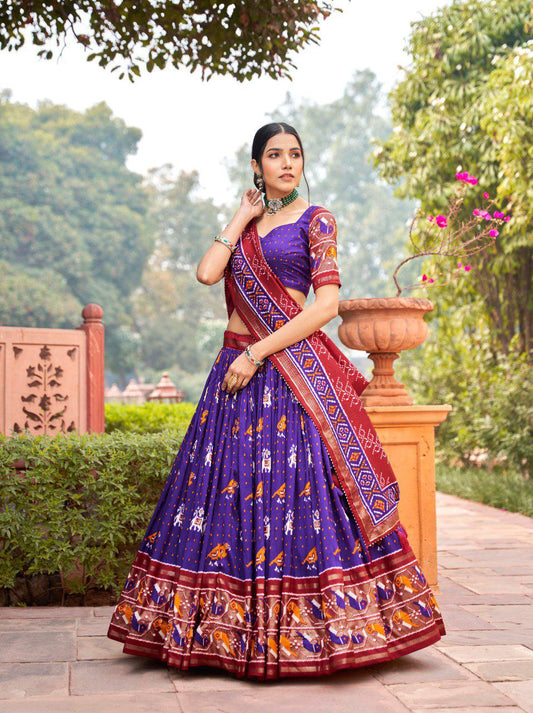 Shop Trending Purple Ikat Patola Lehenga Set Online