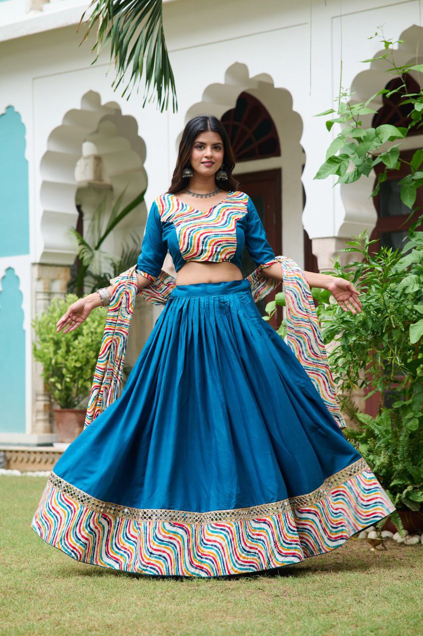 Shop Fashionable Rayon Blue Lehenga Choli Set Online