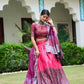 Buy Kashmiri Print Lehenga Set in Pink-Purple Silk Online