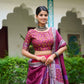 Buy Kashmiri Print Lehenga Set in Pink-Purple Silk Online