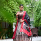 Buy Kashmiri Print Lehenga Set in Grey-Black Tussar Silk Online