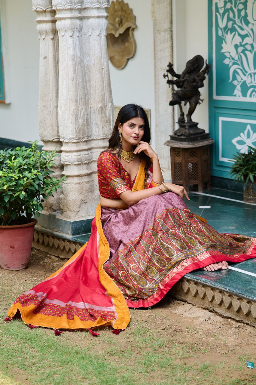 Buy Stunning Kashmiri Print Lehenga Set in Multicolor Online