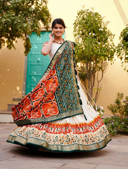 Shop Stylish Silk Ikat Patola Lehenga Set | Vaanya Kurtis