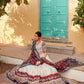 Stylish White Ikat Patola Lehenga Set with Maroon Dupatta