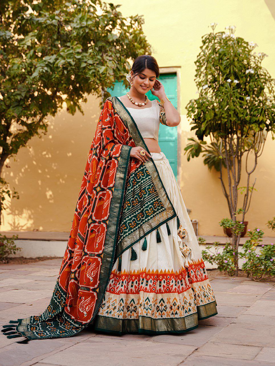 Shop Stylish Silk Ikat Patola Lehenga Set | Vaanya Kurtis