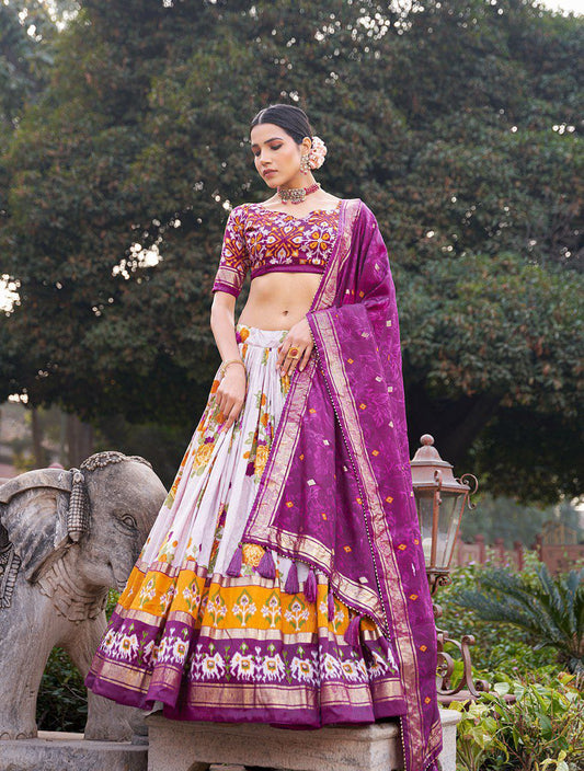 Buy Purple Ikat Patola Lehenga Set Online | Vaanya Kurtis