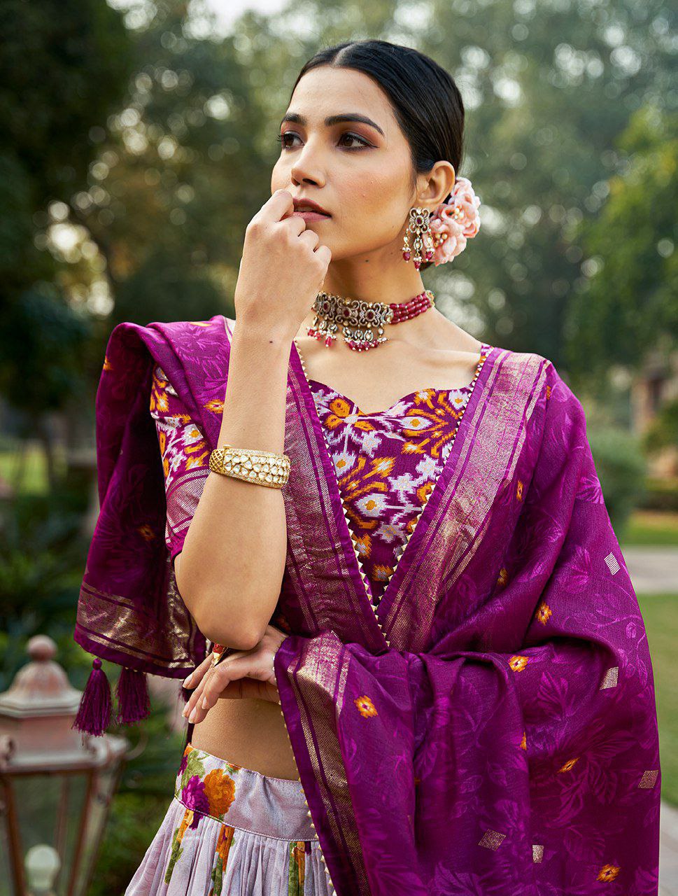 Buy Purple Ikat Patola Lehenga Set Online | Vaanya Kurtis