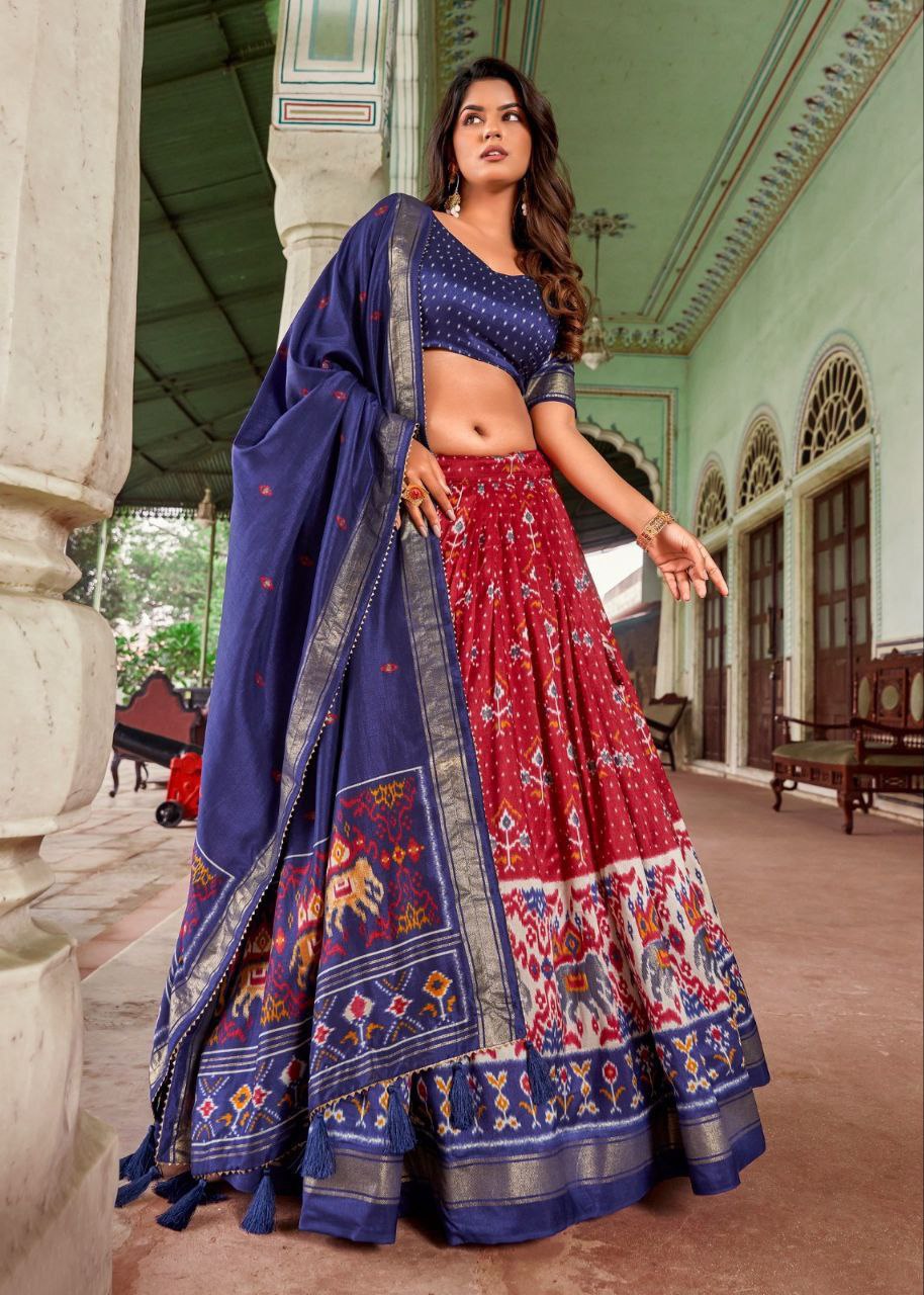 Purchase Trending Red Dola Silk Meenakari Lehenga Online