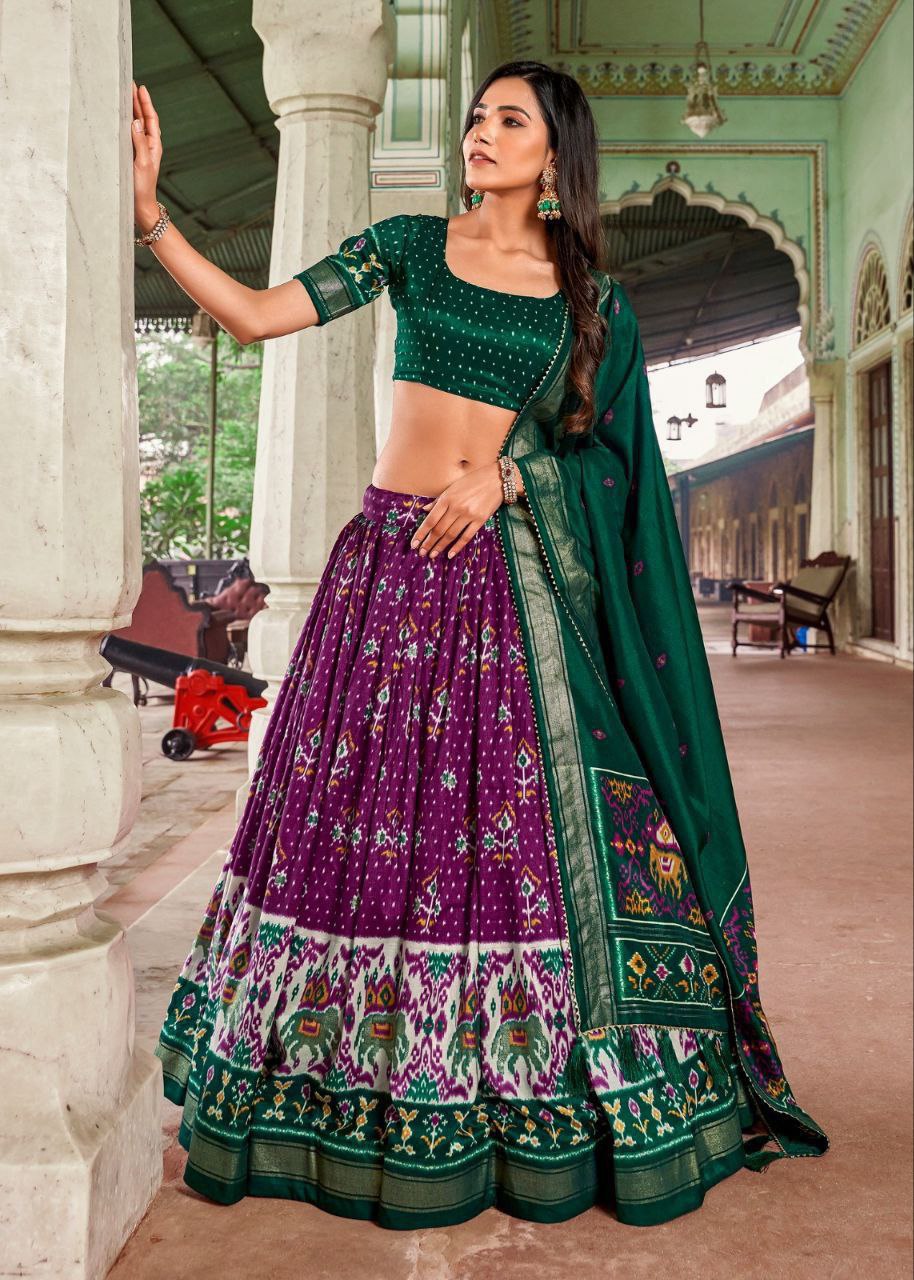 Buy Latest Dola Silk Meenakari Lehenga Online | Vaanya Kurtis