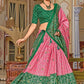 Buy Stunning Pink Tussar Silk Meenakari Lehenga Online