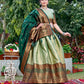 Trendy Green Jacquard Silk Kashmiri Print Lehenga Set Online