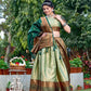 Trendy Green Jacquard Silk Kashmiri Print Lehenga Set Online