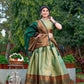 Trendy Green Jacquard Silk Kashmiri Print Lehenga Set Online