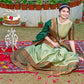 Trendy Green Jacquard Silk Kashmiri Print Lehenga Set Online