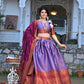 Shop Gorgeous Purple Silk Kashmiri Print Lehenga Set Online