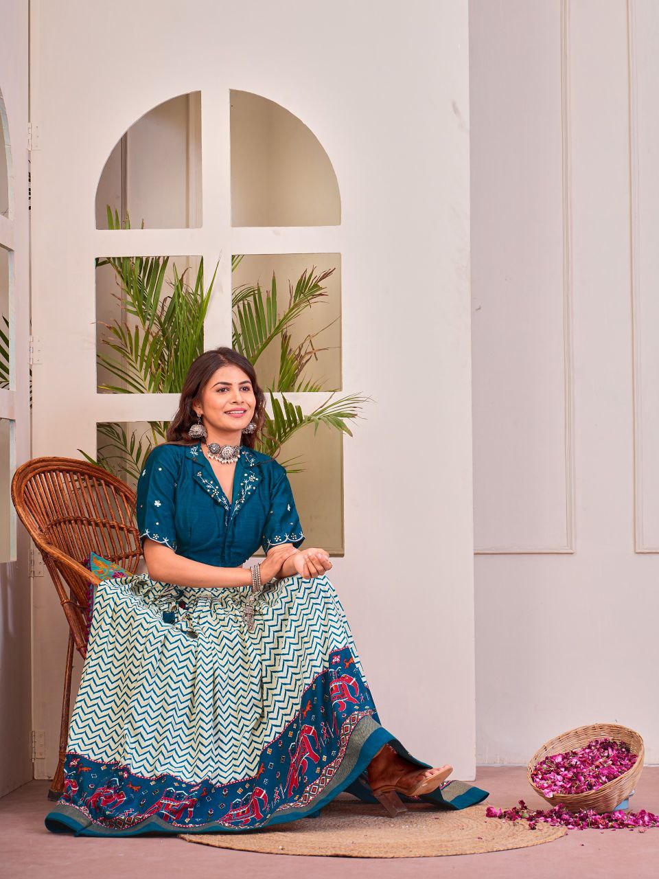 Find Gorgeous Blue Cotton Rayon Co Ord Lehenga Set Online Vaanya Kurtis