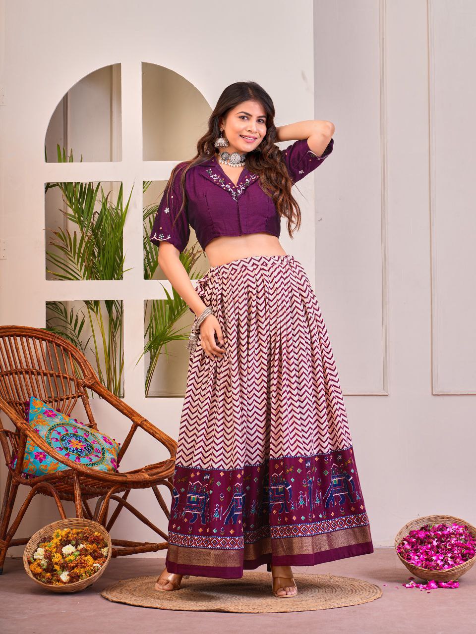 Buy Trendy Purple Co-Ord Lehenga Set Online | Vaanya Kurtis