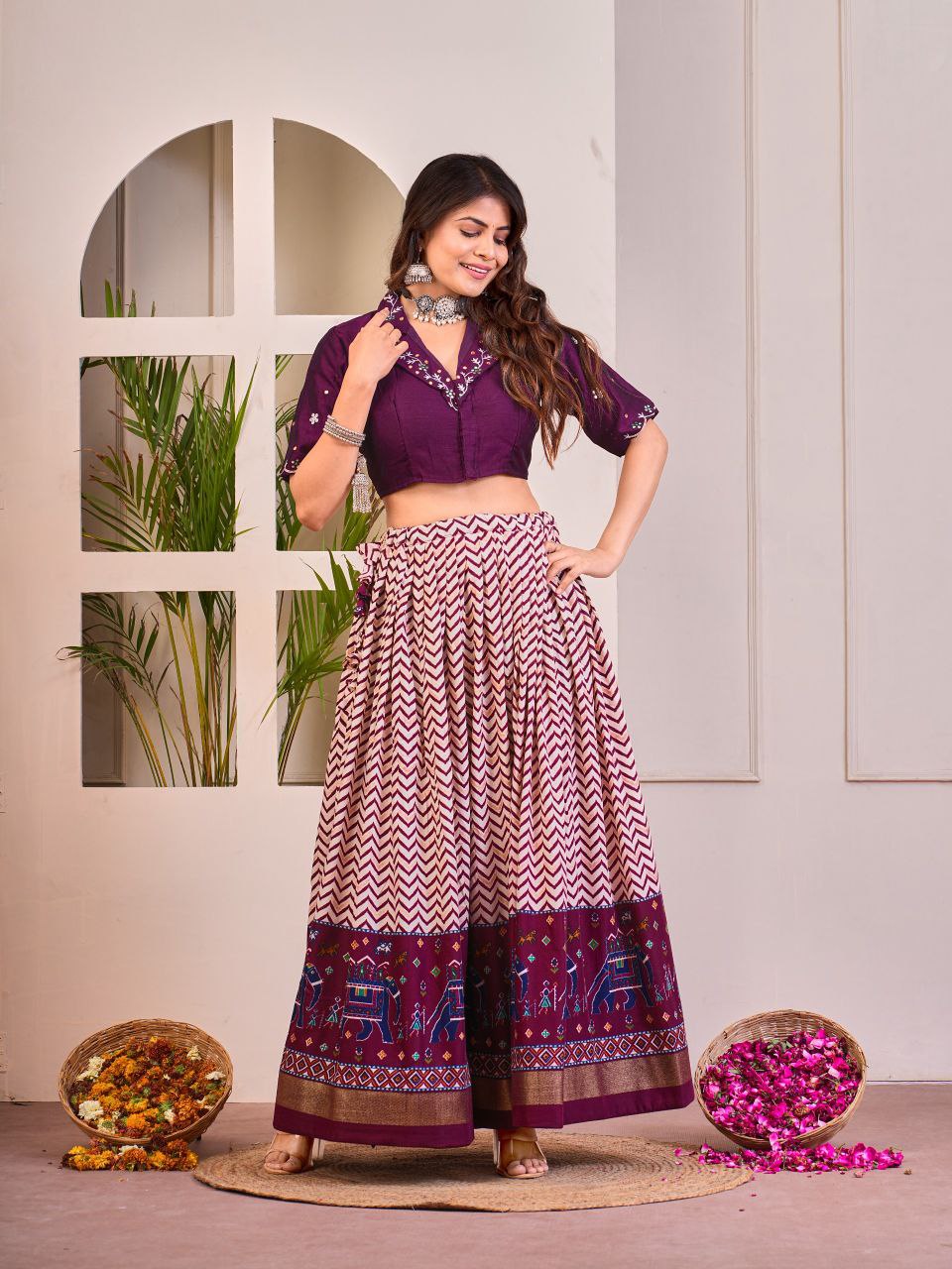 Buy Trendy Purple Co-Ord Lehenga Set Online | Vaanya Kurtis