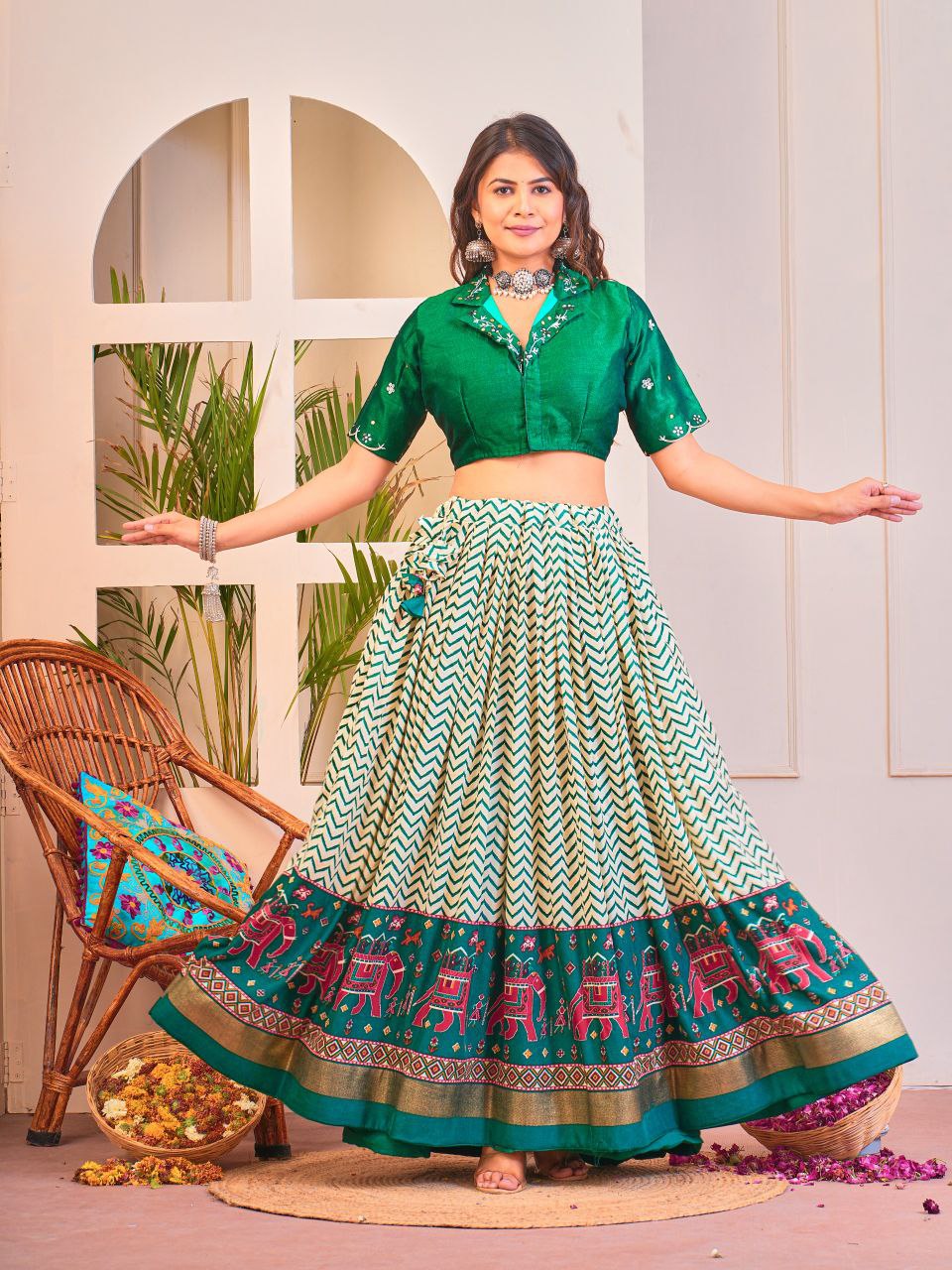 Buy Gorgeous Green Co-Ord Lehenga Set Online | Vaanya Kurtis