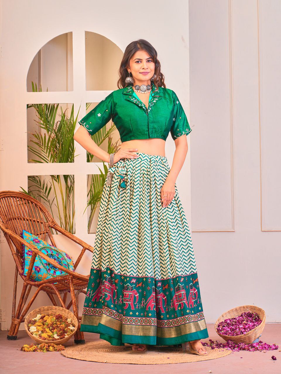 Buy Gorgeous Green Co-Ord Lehenga Set Online | Vaanya Kurtis